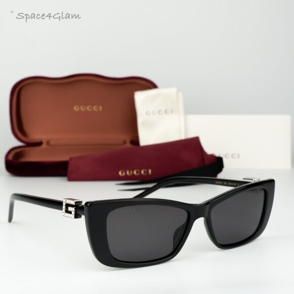 BRAND NEW Gucci GG1681S 008 Black Grey Cat Eye Women Sunglasses display picture 3